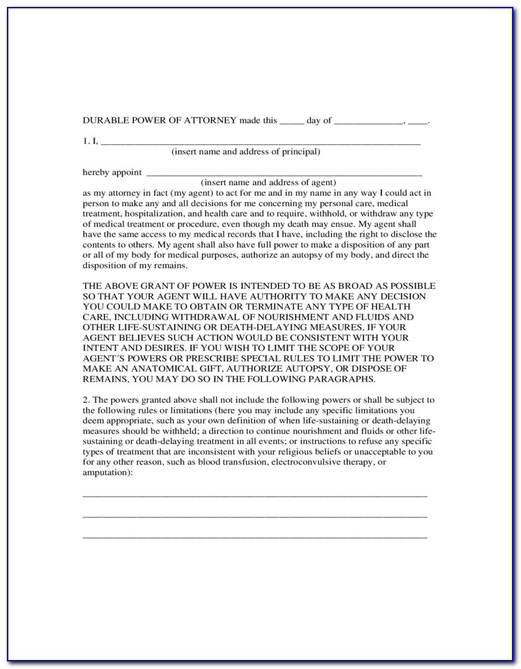 Georgia Durable Power Of Attorney For Health Care Form
