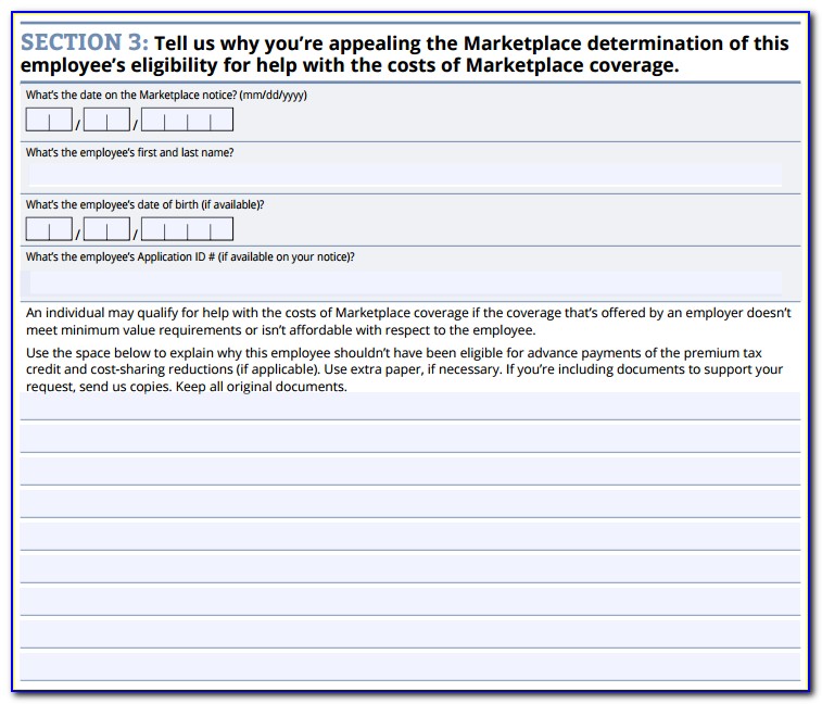 Health Insurance Marketplace Employer Appeal Request Form