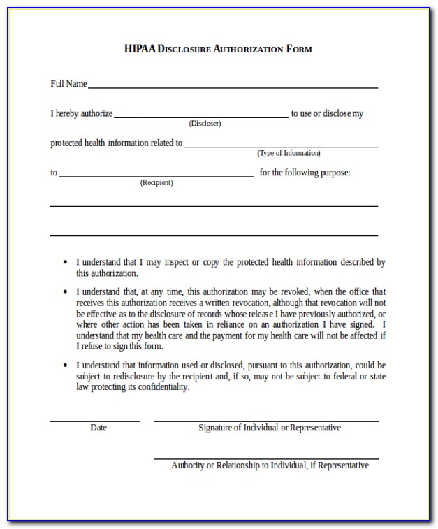 Hipaa Compliant Authorization Form Requirements