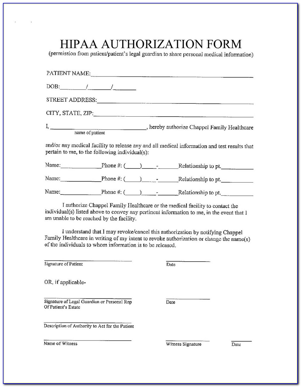 Hipaa Forms For Employees