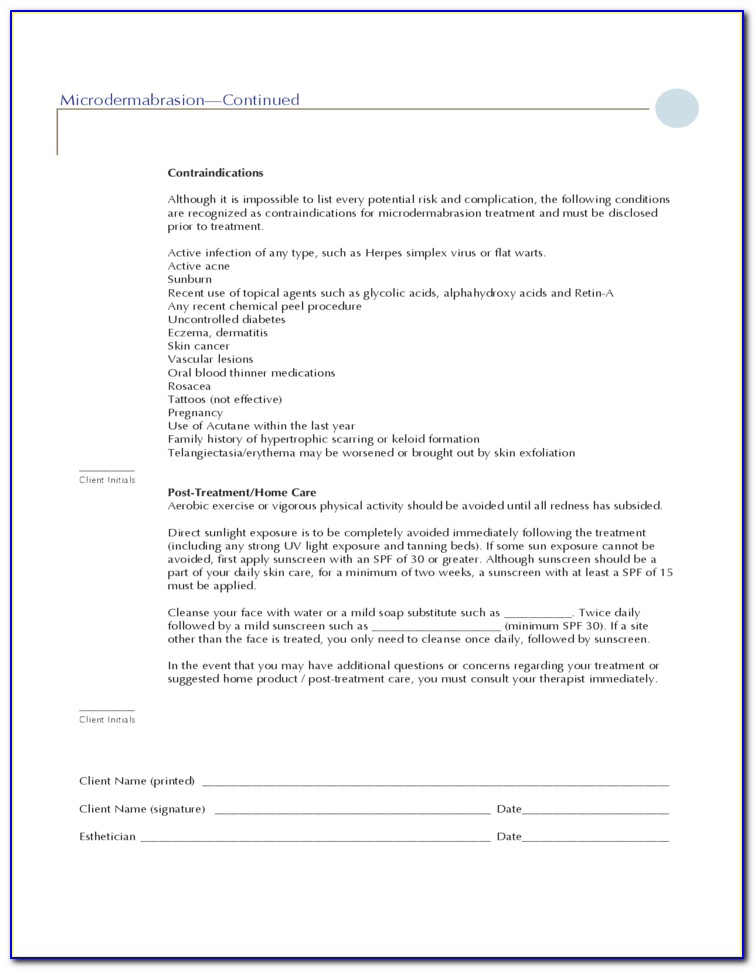 Image Chemical Peel Consent Form