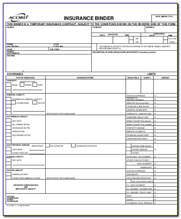 Insurance Acord Form