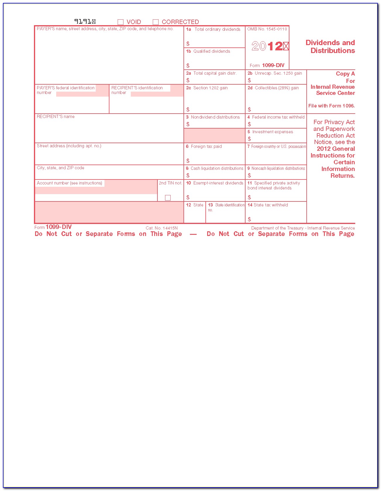 Internal Revenue Service Form 1099 S