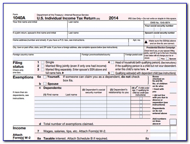 Irs 1040a Forms