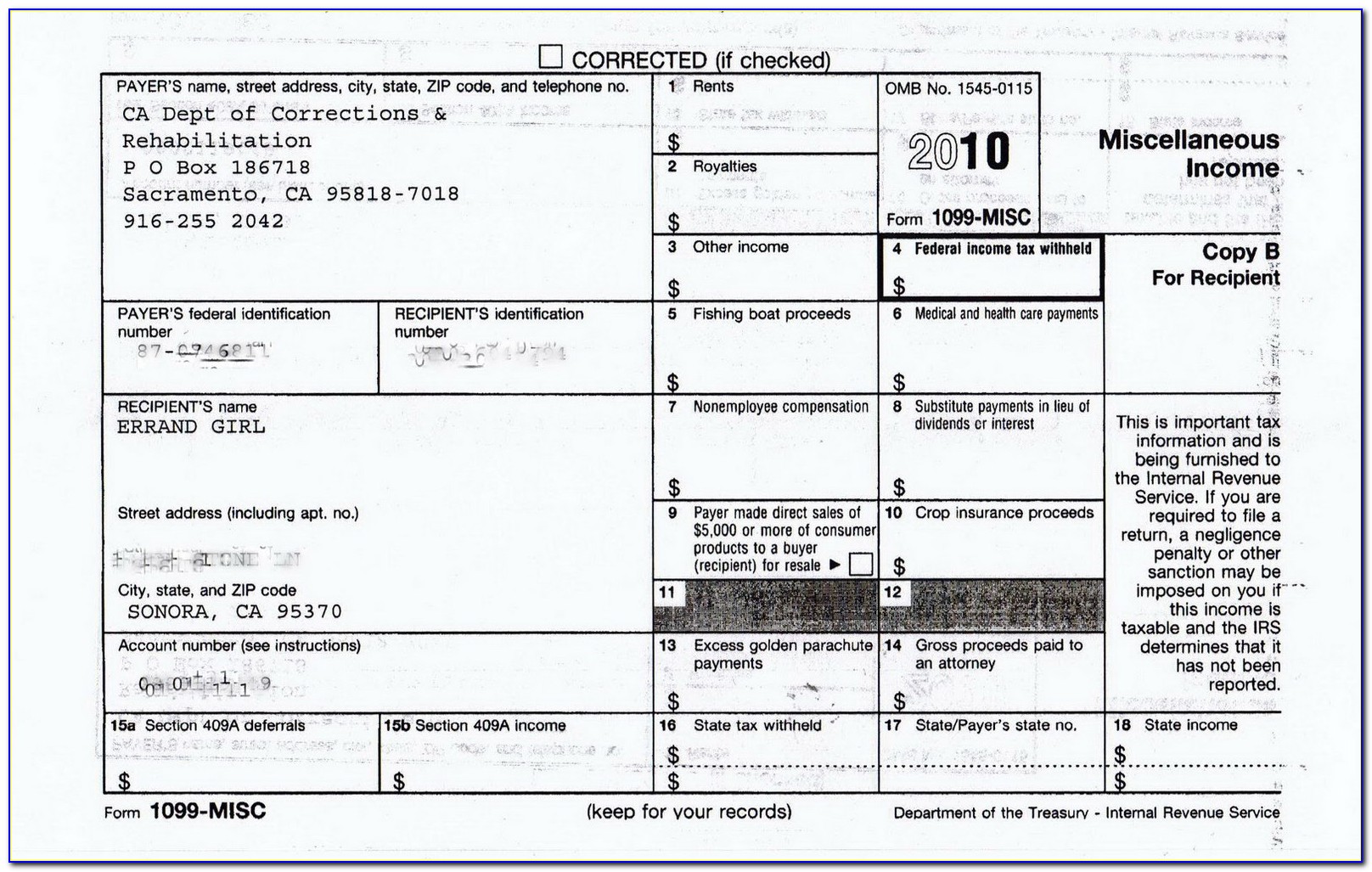 Irs Form 1099 Misc Corrections