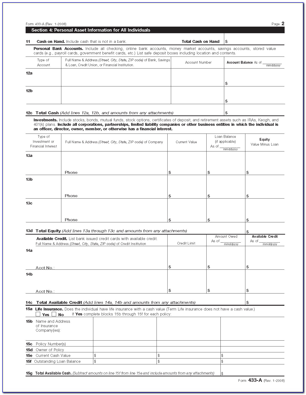 Irs Form 433 A Instructions