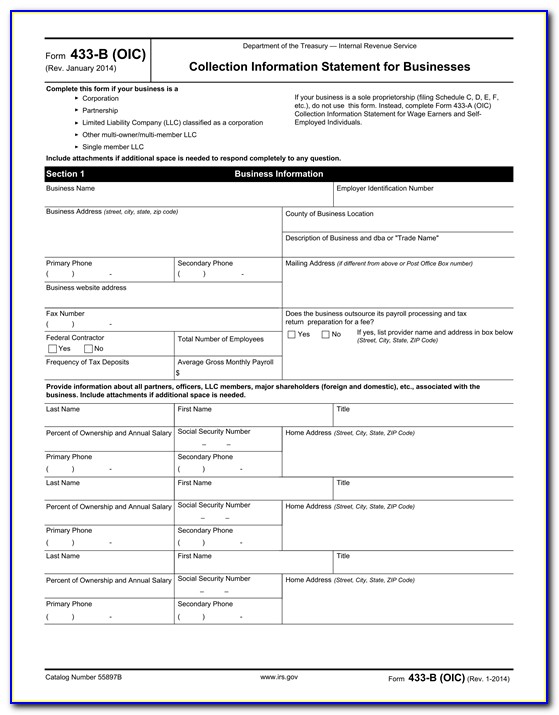 Irs Form 433 B Fillable
