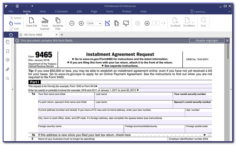 Irs Form 9465 Online