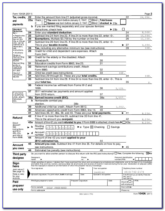 Irs Forms 1040a 2014