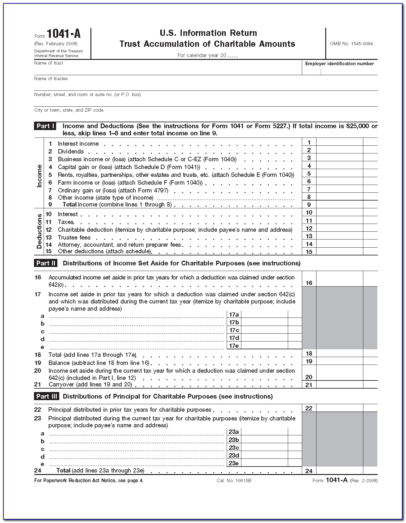 Irs Forms 1041 Schedule I