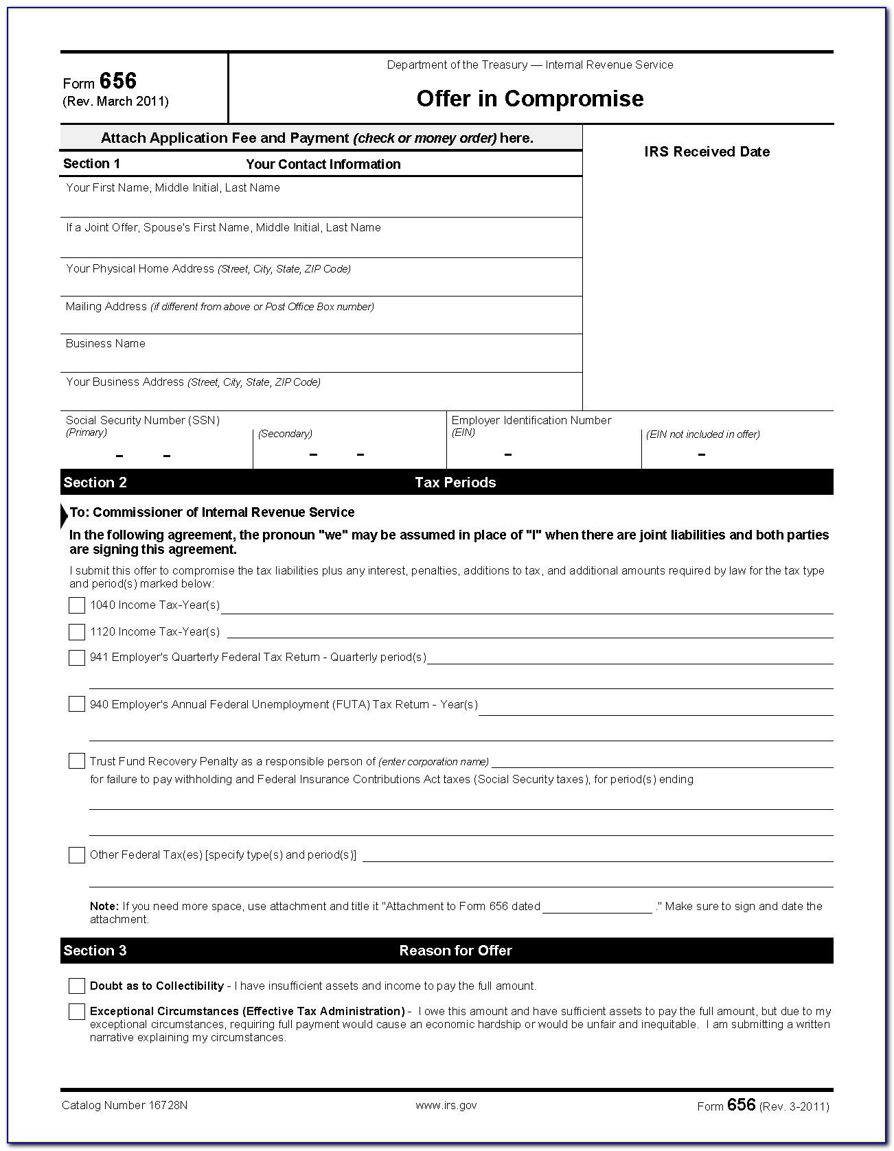 Irs Offer Compromise Form 656 L