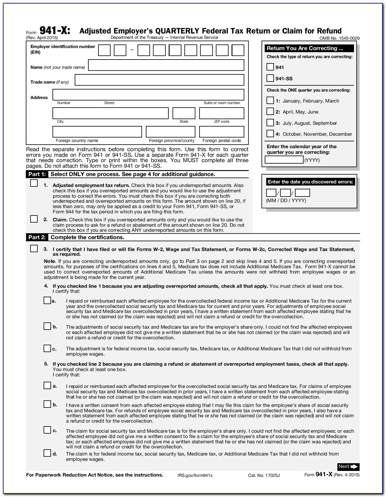 Irs.gov Form 941 Mailing Address