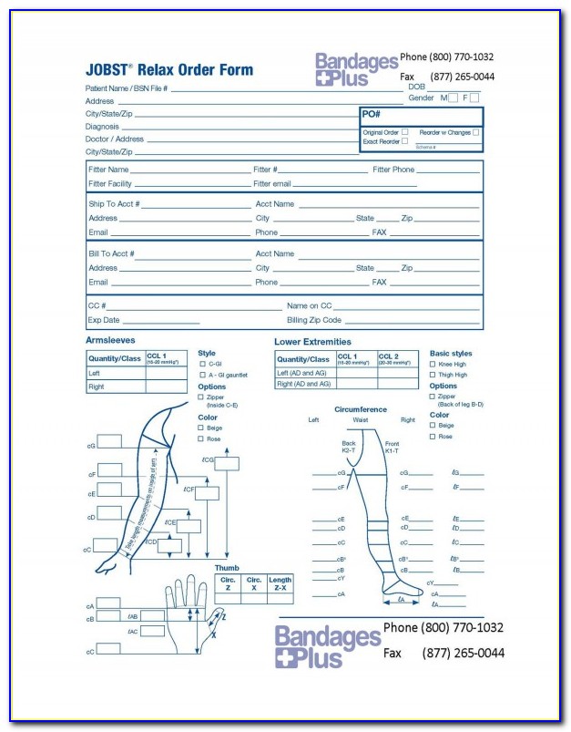 Juzo Custom Stocking Measurement Form