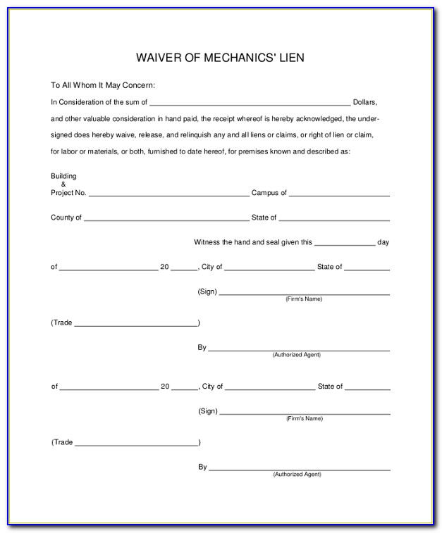 Lien Waiver Forms By State