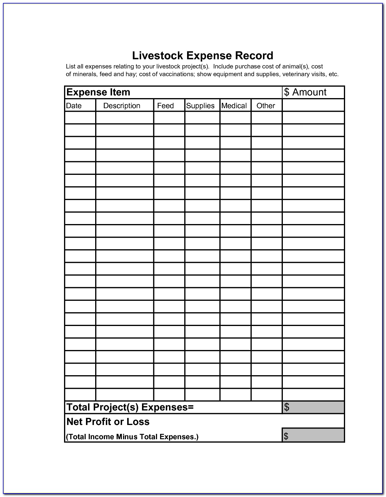 Livestock Record Keeping Forms