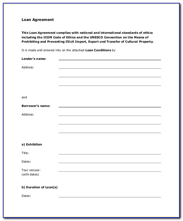 Loan Agreement Form Sample Free