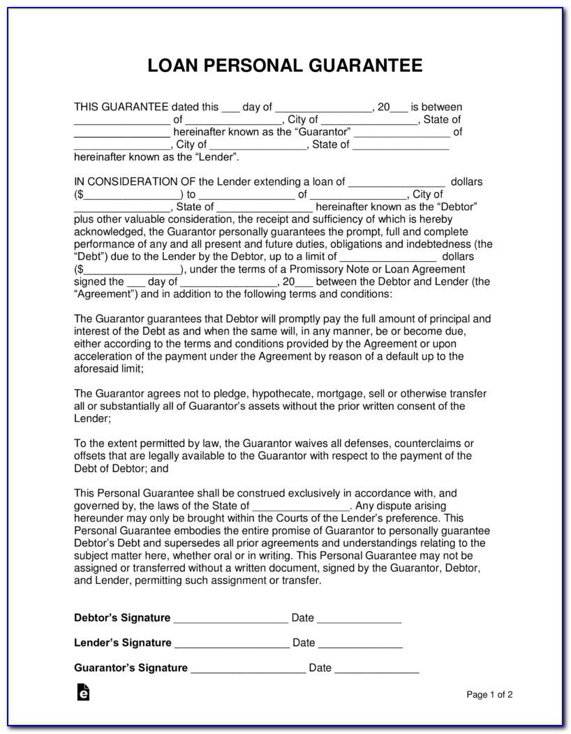 Loan Personal Guarantee Form