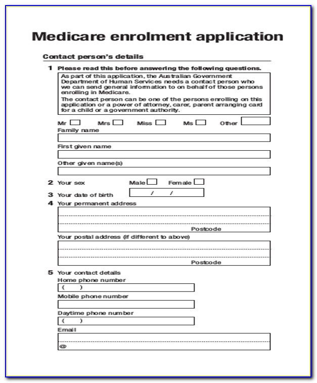 Medicare Enrolment Application Form