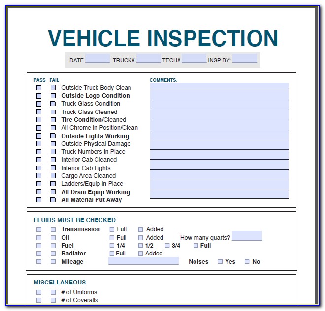 Michigan Vehicle Inspection Form