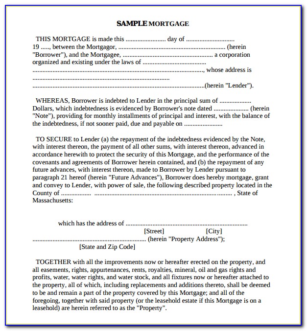 Mortgage Lease Agreement Form