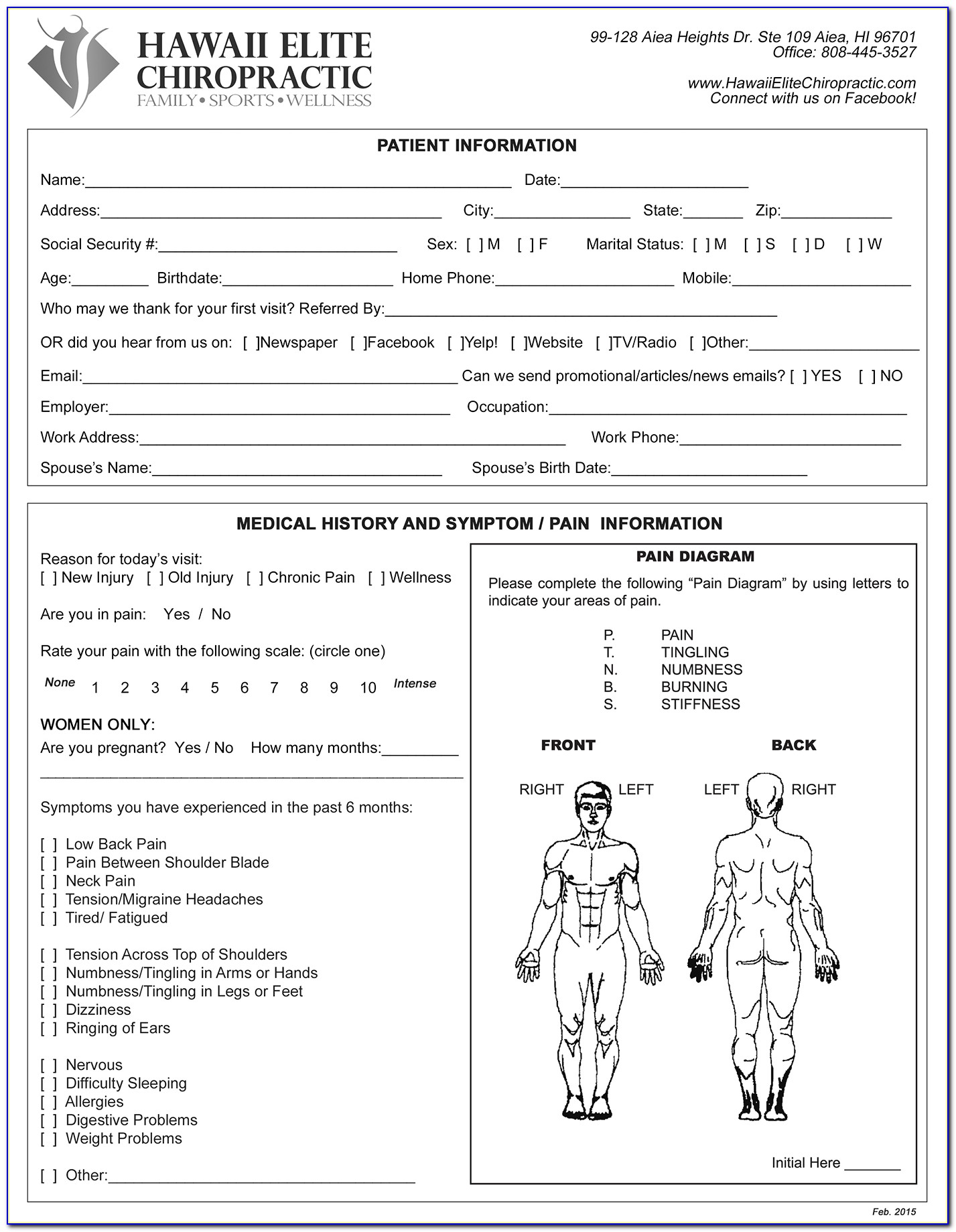 New Patient Intake Forms Chiropractic