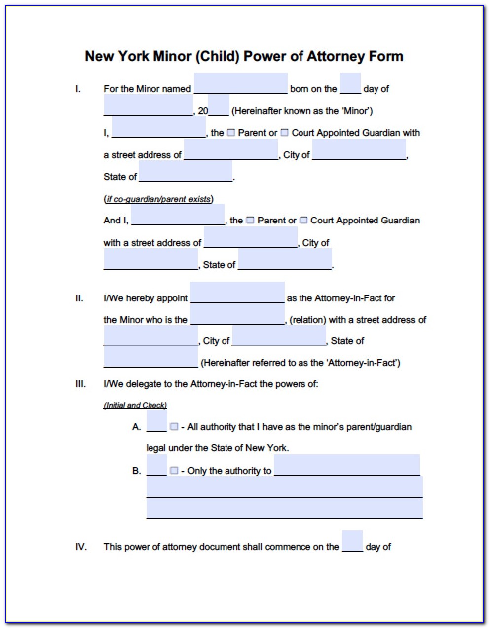 New York Durable Power Of Attorney Form 2015