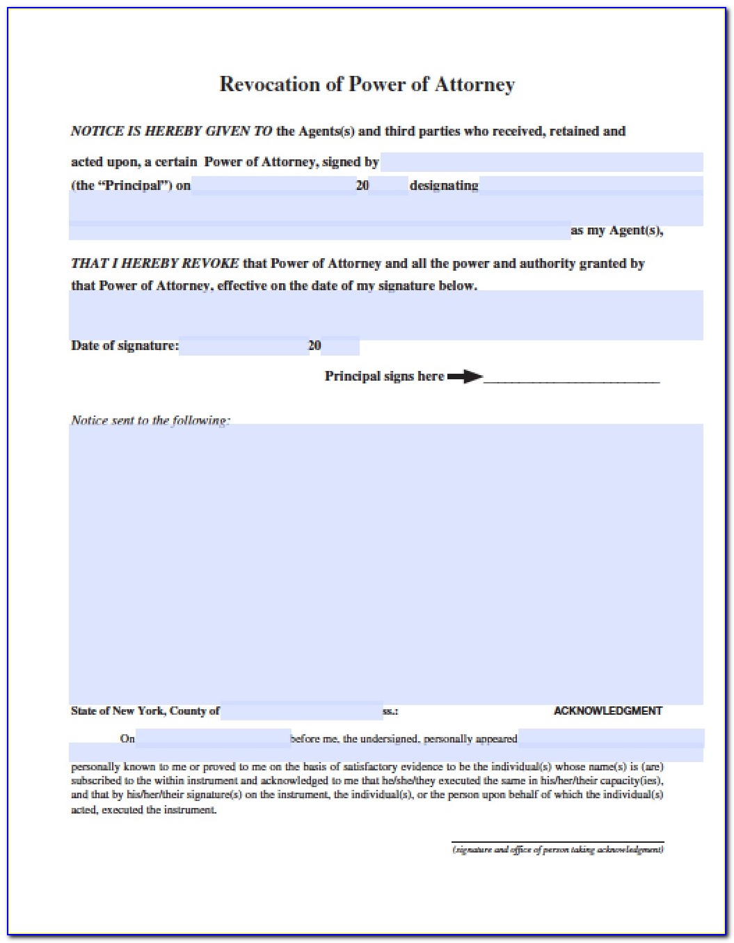 New York General Power Of Attorney Form 2017