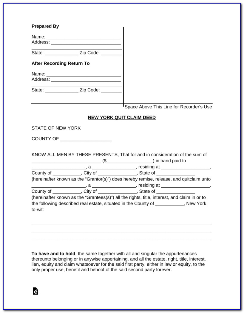 New York Quit Claim Deed Forms Free