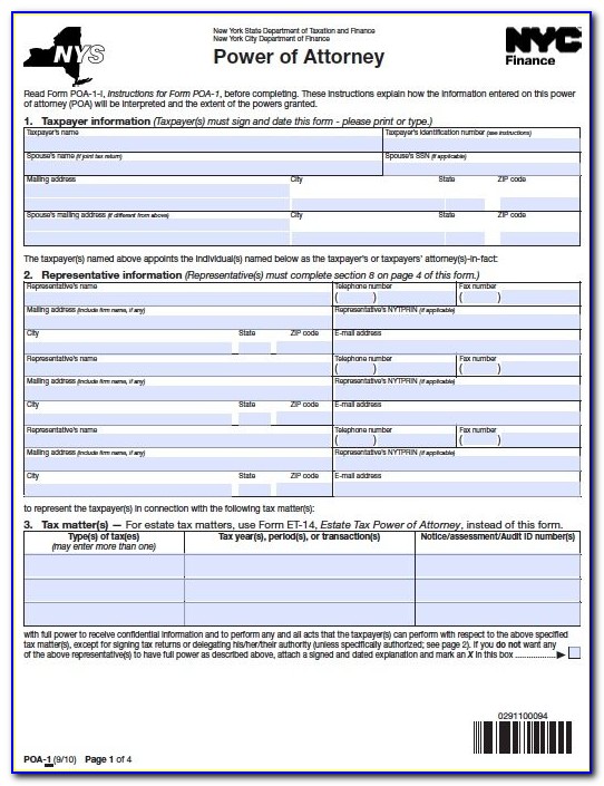 Ny Durable Power Of Attorney 2010 Form Free