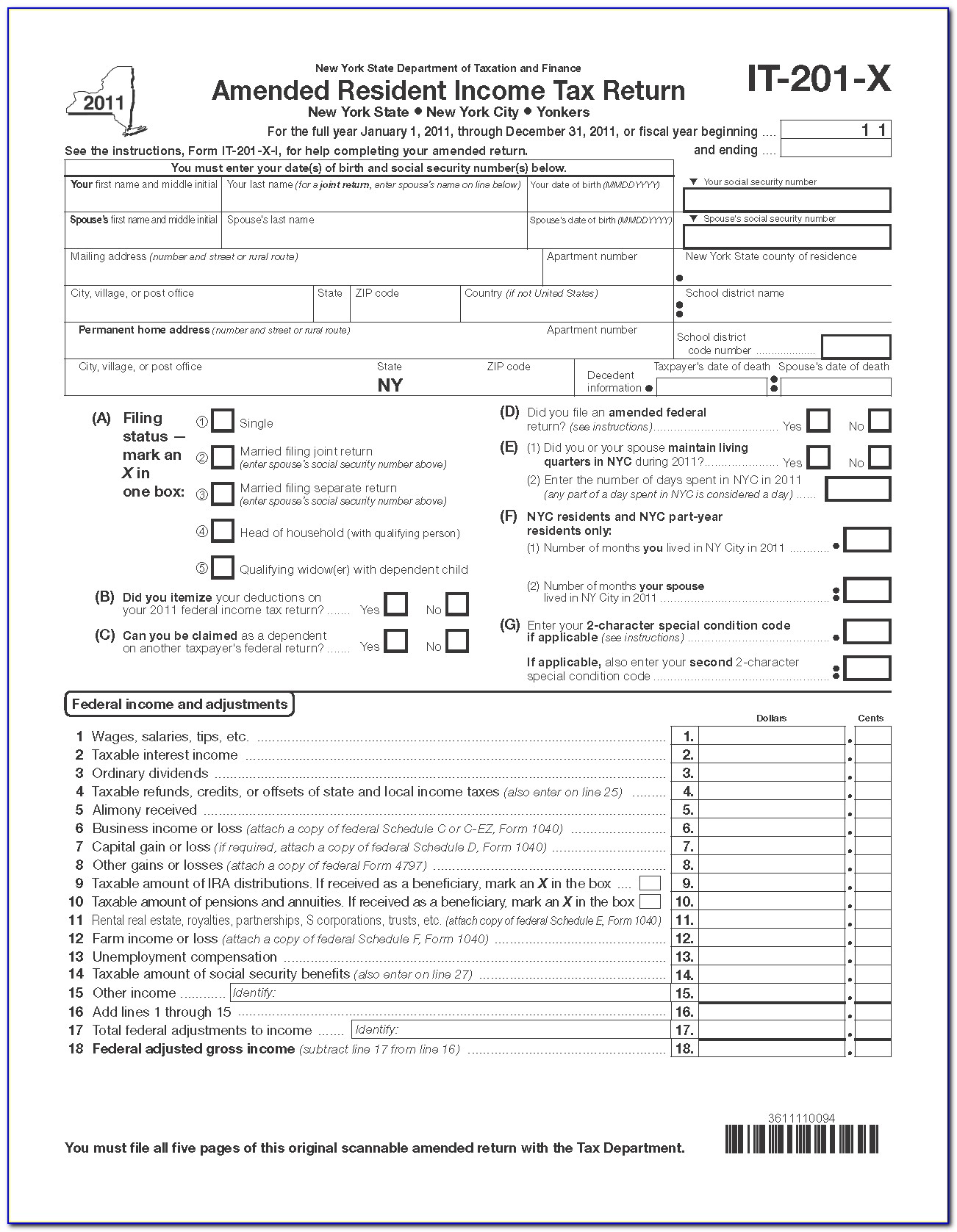 Ny State Tax Form It 201 Instructions