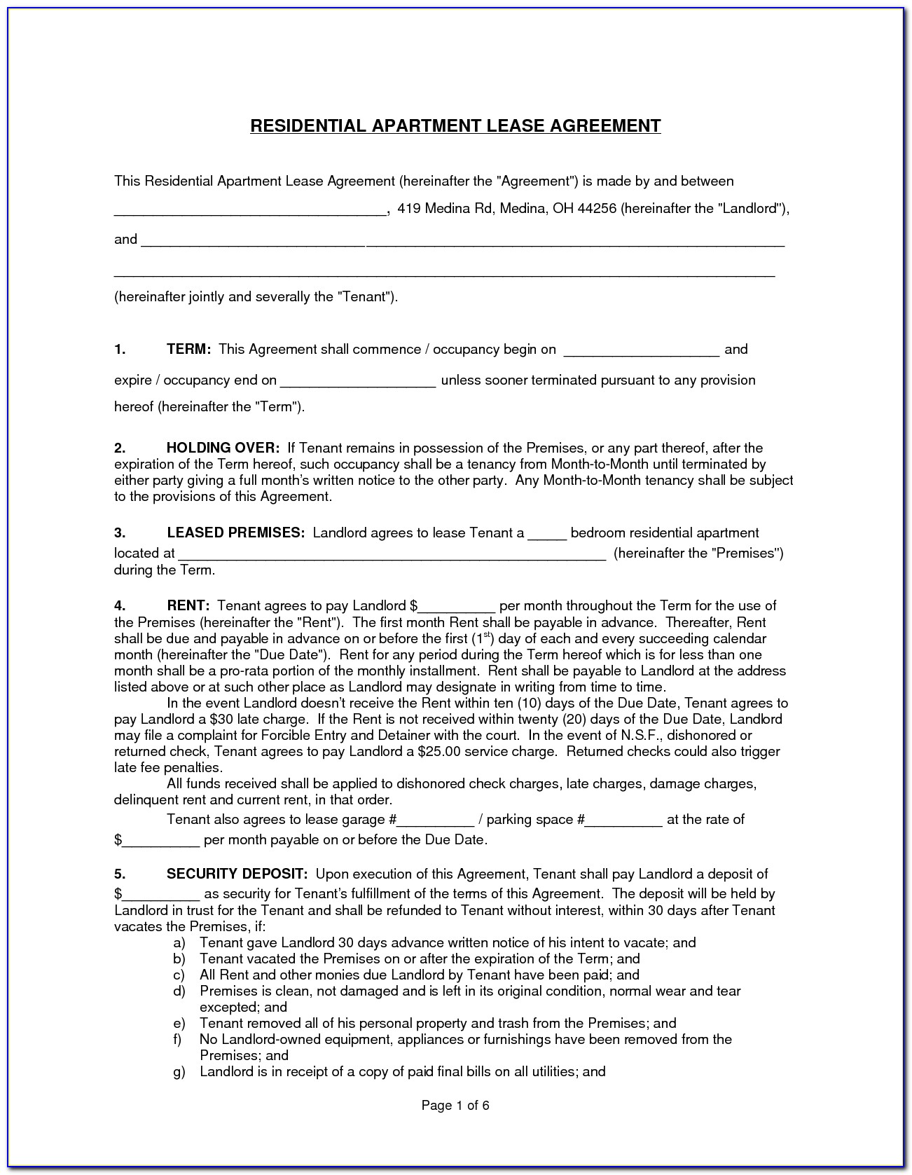 Nyc Apartment Rental Lease Form