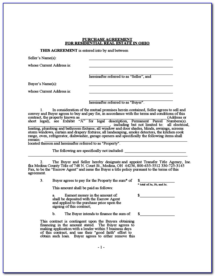 Ohio Offer To Purchase Real Estate Form