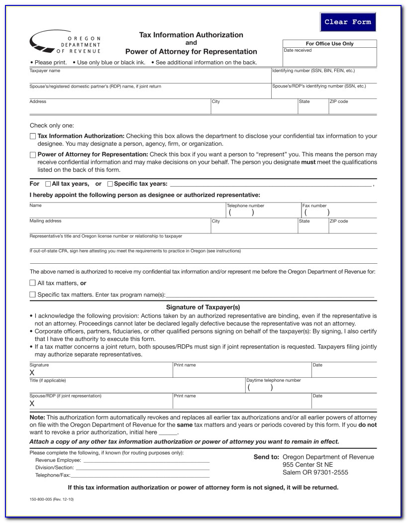 Oregon Durable Power Of Attorney Forms