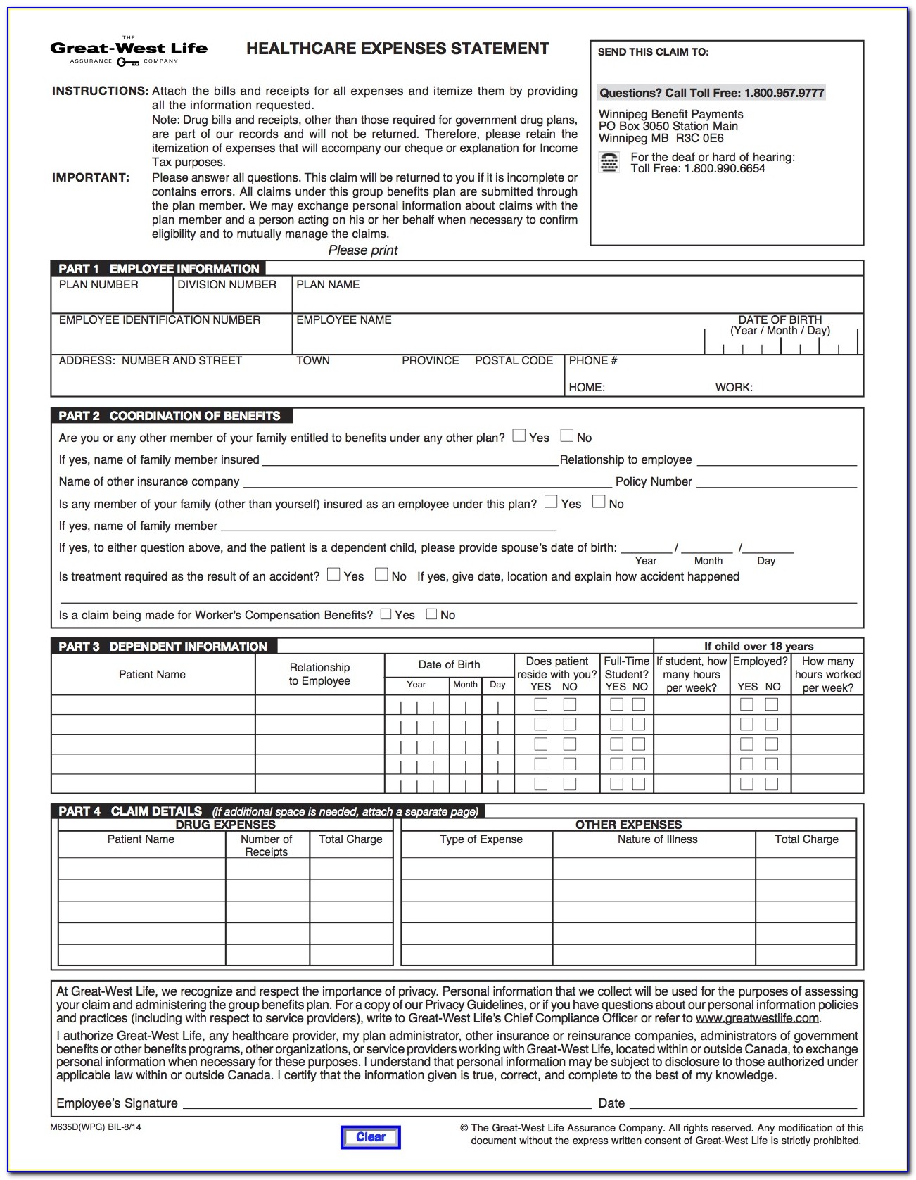 Pacific Blue Cross Extended Health Care Standard Form