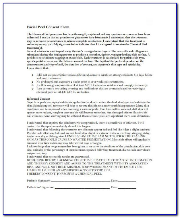 Pca Chemical Peel Consent Form