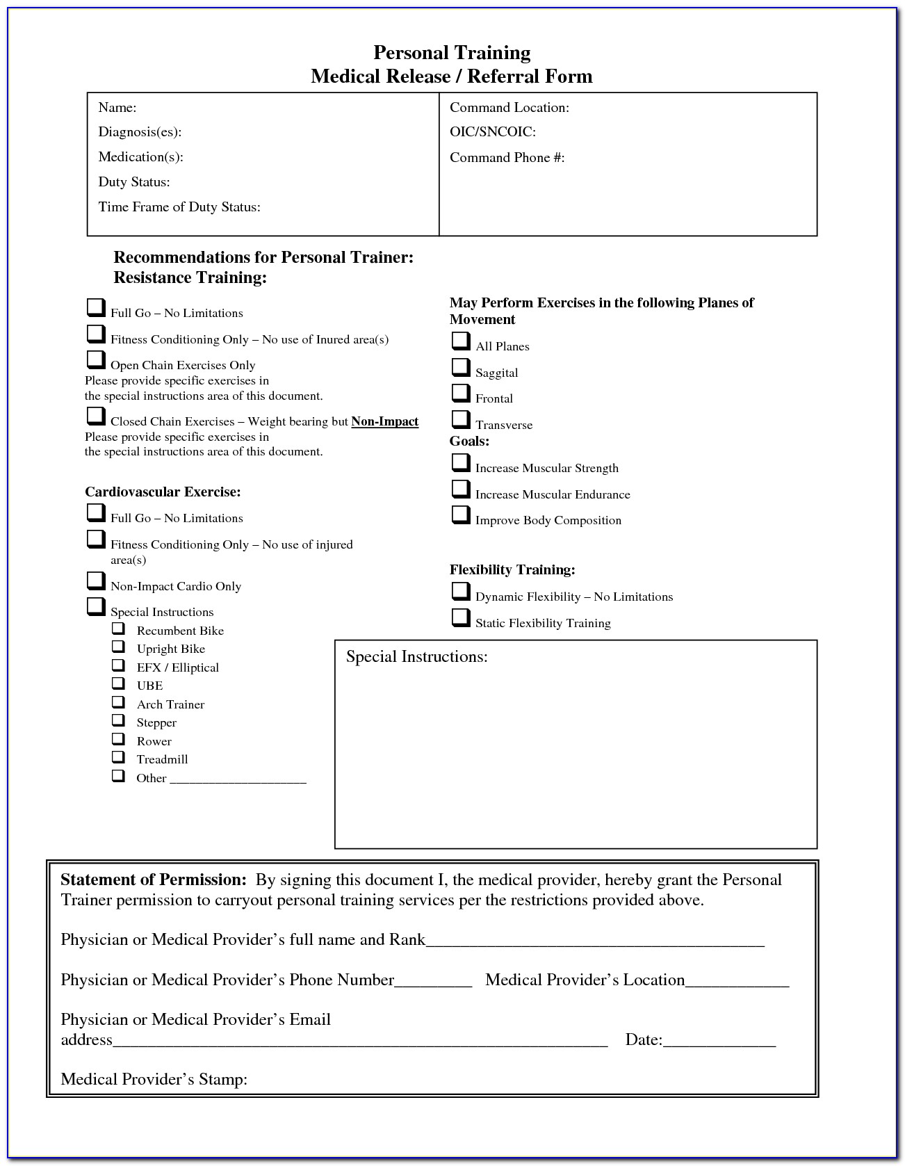 Personal Trainer Waiver And Release Form Template