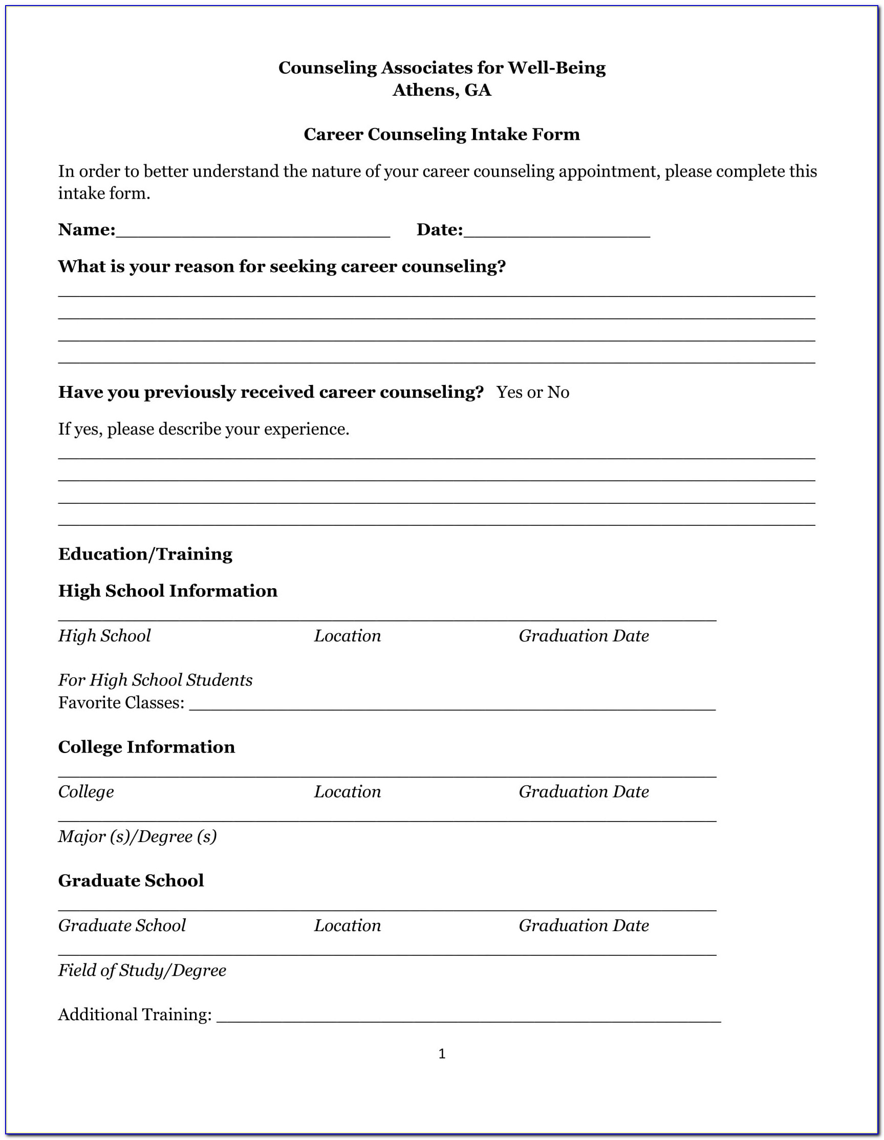 Premarital Counseling Certificate Of Completion Template Unique 21 Counseling Intake Forms Pdf Doc