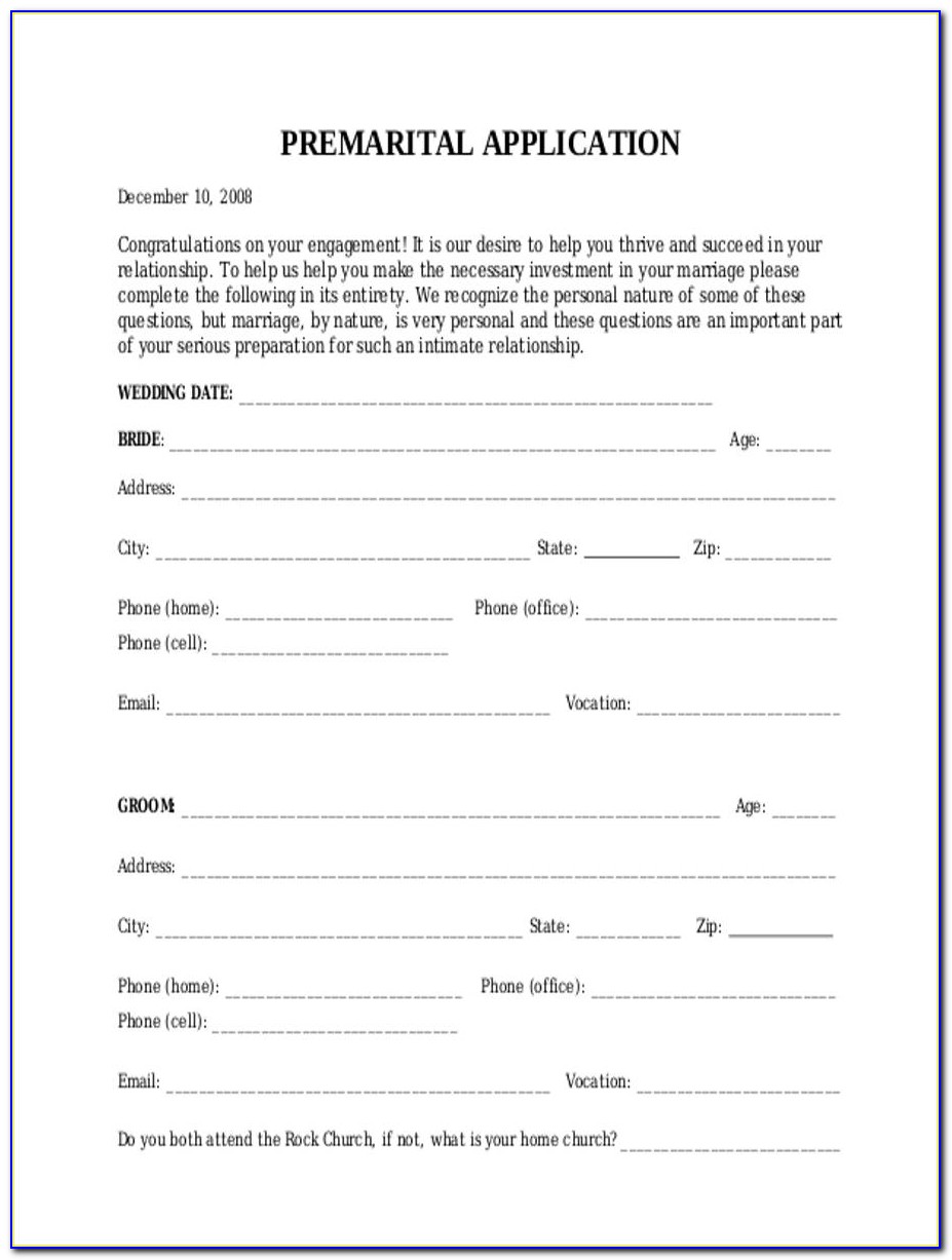 Premarital Counseling Forms