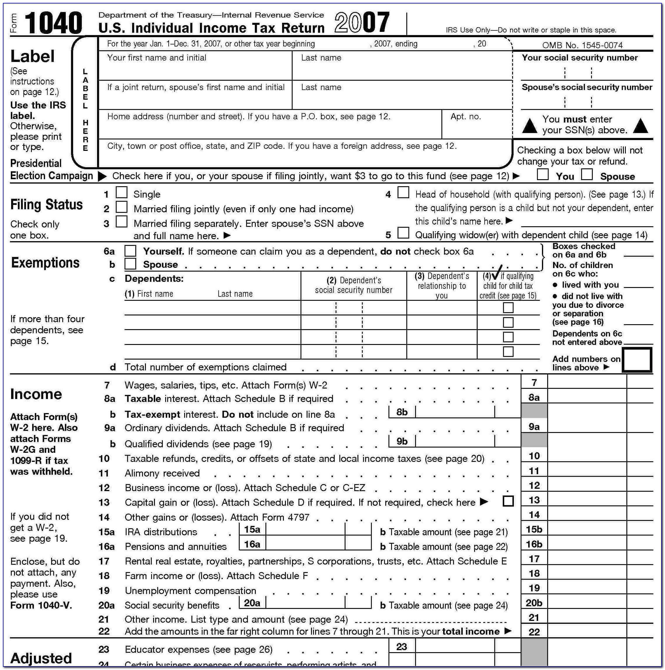 Printable 1040a 2011 Tax Form
