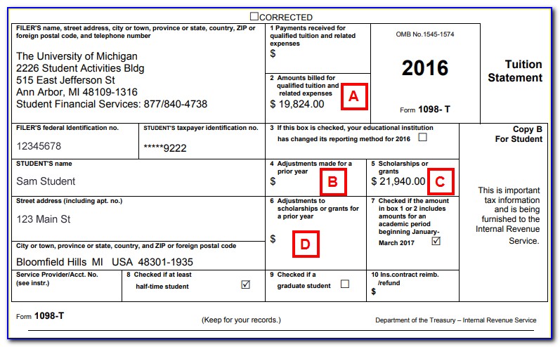 Printable 1098 T Tax Form