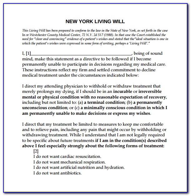 Printable Living Will Form Nys