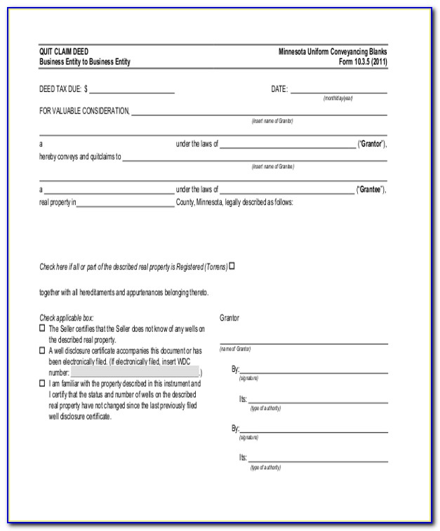 Printable Quit Claim Deed Form Indiana