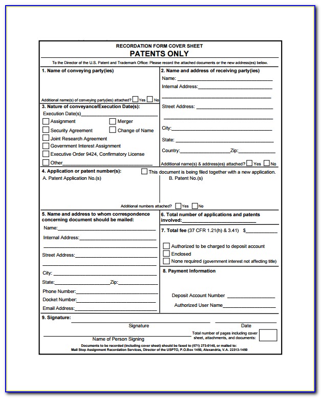 Provisional Patent Application Form Example