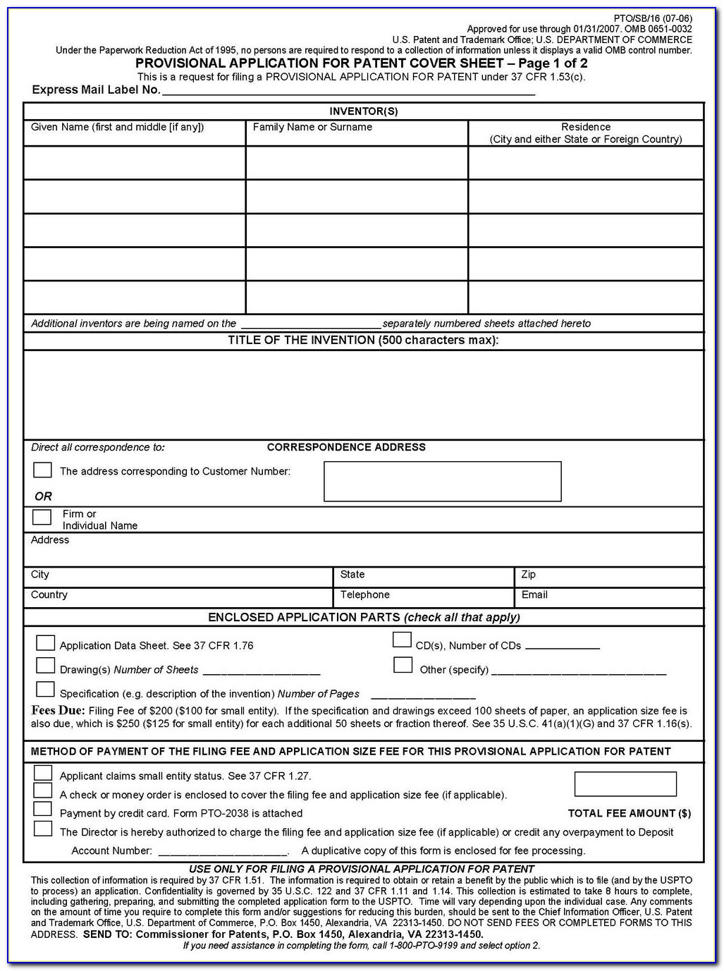 Provisional Patent Application Forms Online