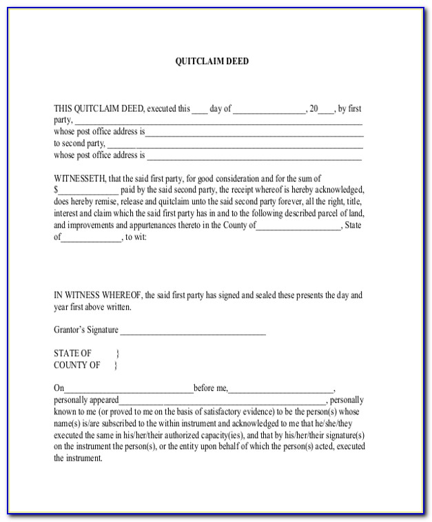 Quit Claim Deed Form Wisconsin