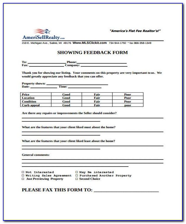 Real Estate Feedback Form Template