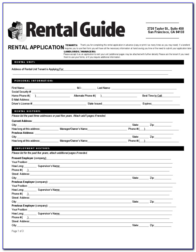 Rental Application Forms Qld