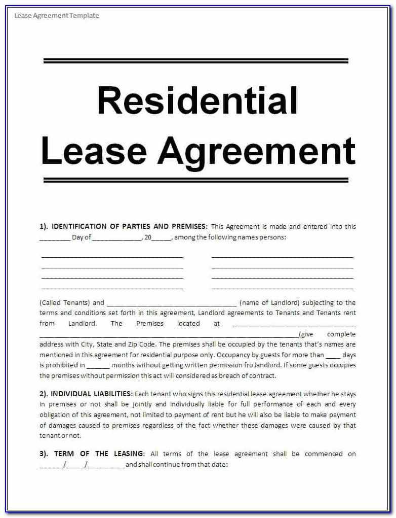 Rental Lease Agreement Form Alberta