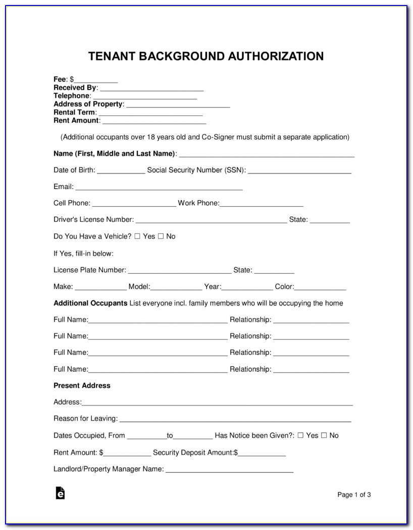 Renters Background Check Form