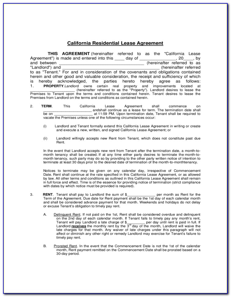 Residential Lease Template
